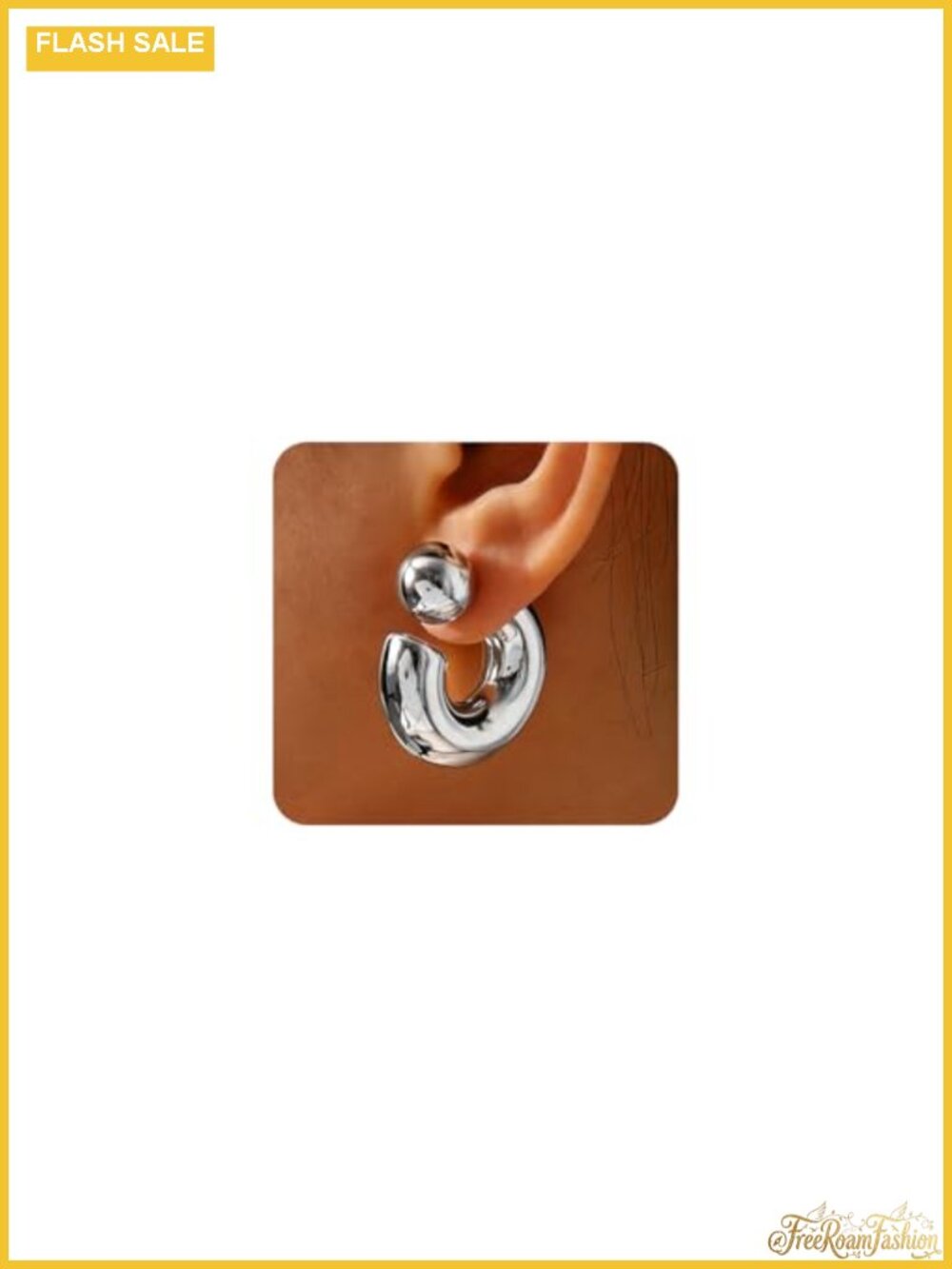 Chunky Gold Geometric Open Hoop Statement Earrings for Women Minimalist